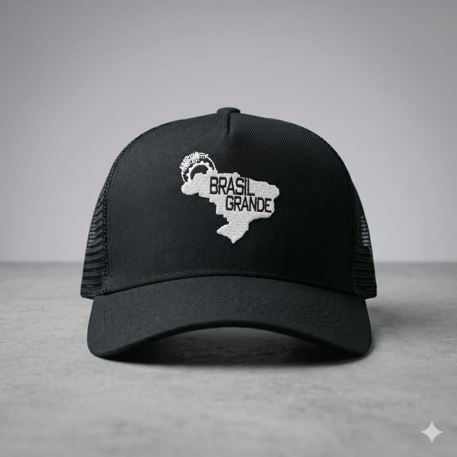 Boné Brasil Grande trucker aba curva